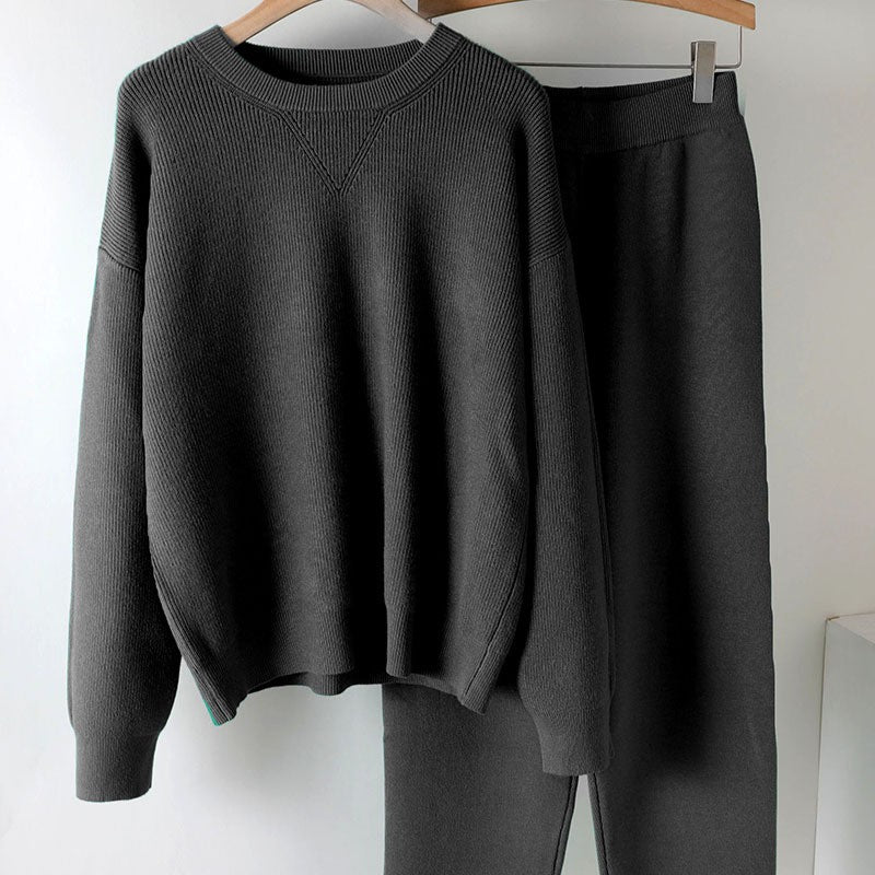 Casual Suit Pants Women's Autumn And Winter Thick Thermal Knitting Sweater