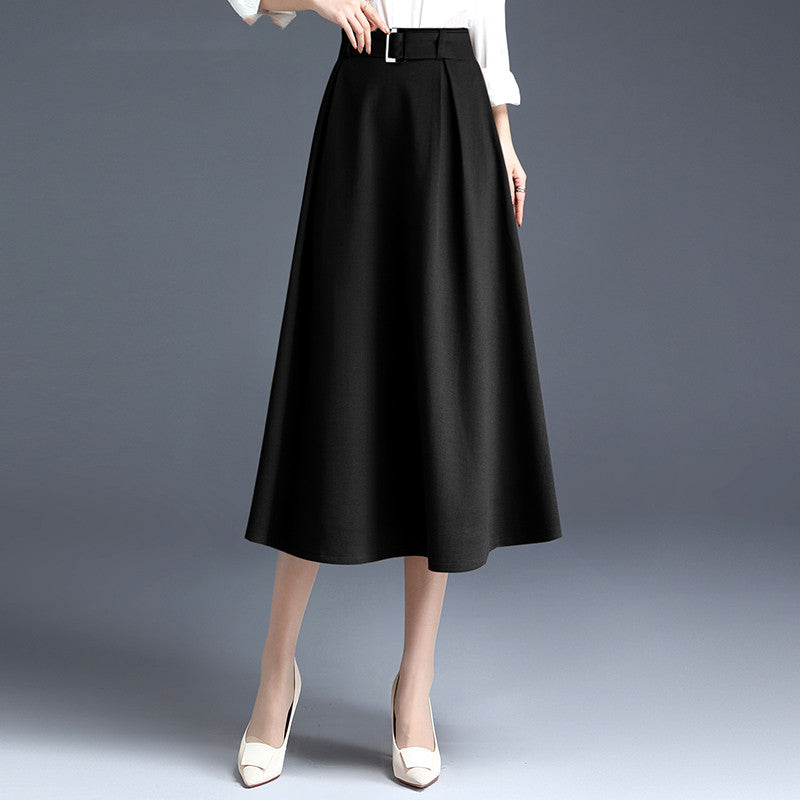 Women's New Loose A-line Pleated Long Skirt In Wool