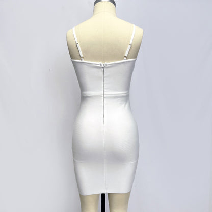 Robe une pièce à bandage blanc pour femme