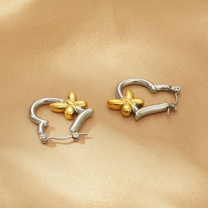 Boucles d'oreilles coeur et papillon en acier titane