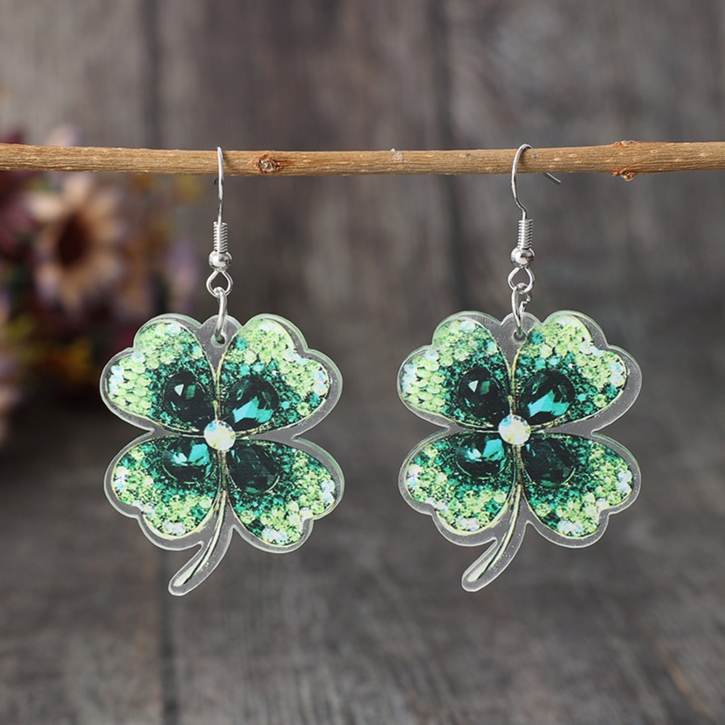 Boucles d'oreilles pendantes en acrylique Lucky Clover