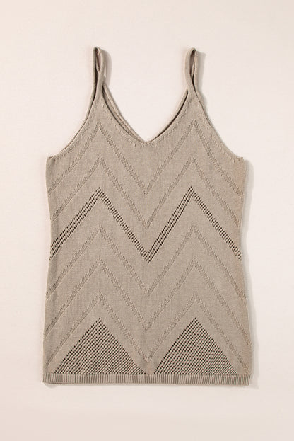 Chaleco tipo jersey con tirantes finos de punto pointelle en chevron blanco