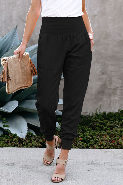 Black Pocketed Casual Joggers