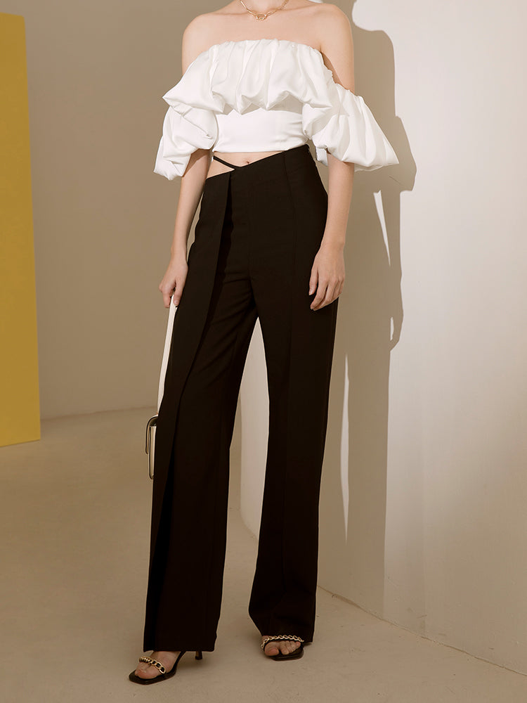 Women's High Waist Irregular Wide Leg Pants