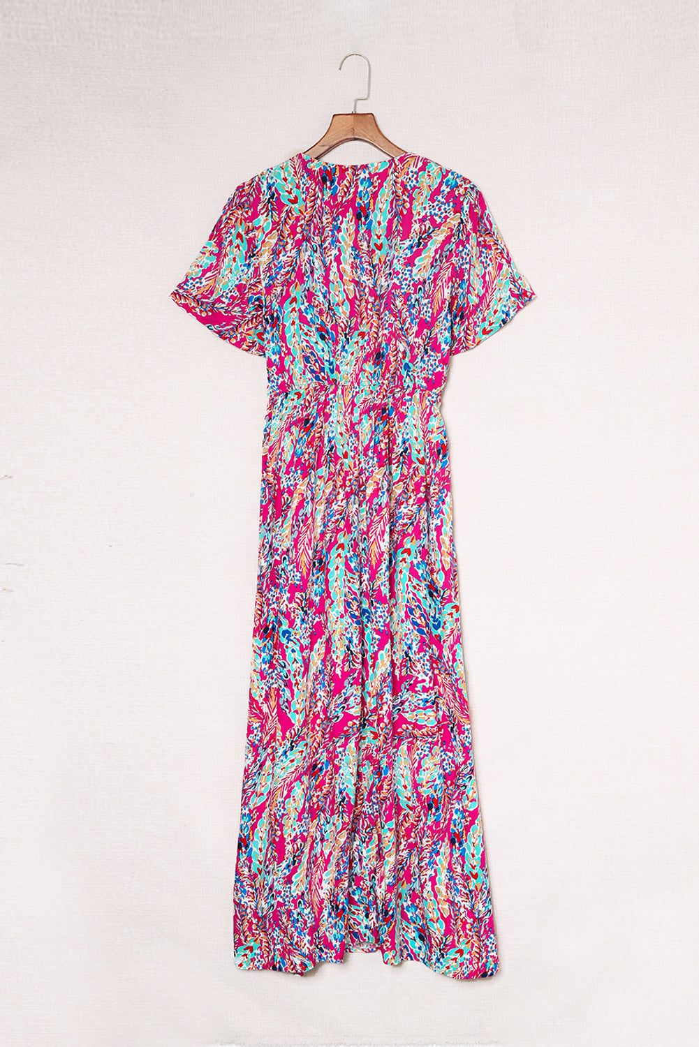 Wrap V Neck Floral Maxi Dress