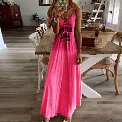 Vestido estampado sin mangas suelto casual para mujer