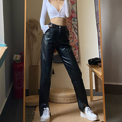 Women's High-waisted Long Pants With Thin Feet