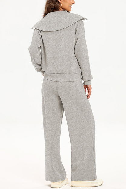 Ensemble sweat-shirt et pantalon à col demi-zippé