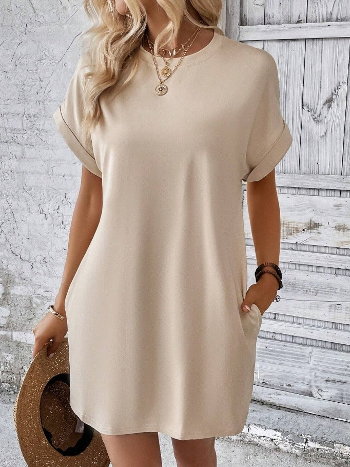 Women's Loose Short Sleeve Pocket Dress