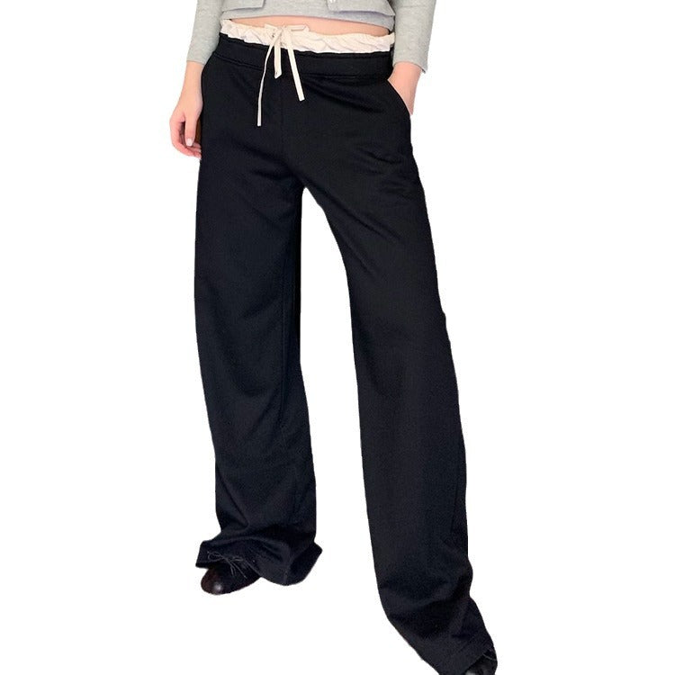 Women's Drawstring Wide-leg Sweatpants Loose Draggle-tail Trousers