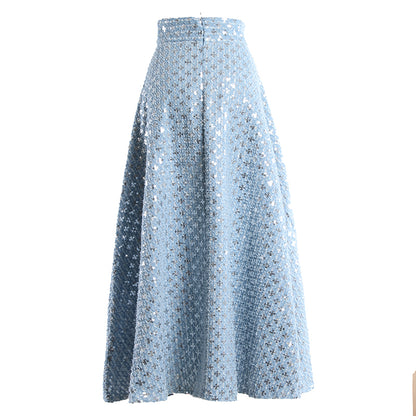 Women's Mid Length Embroidered Denim Skirt