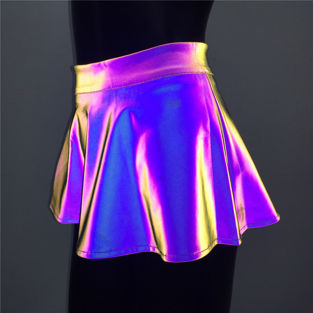 Women's Fashion Simple Dazzling Color Reflective Half-body Skirt