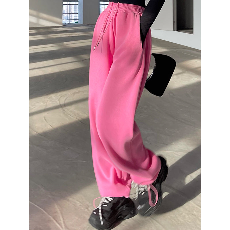 European And American Street High Waist Loose And Thin Drawstring Trousers