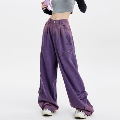 Chaopai Purple Straight Leg Wide Leg Pants