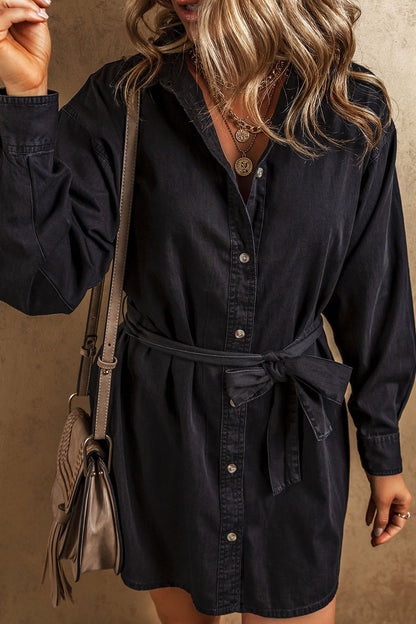 Robe en jean à col boutonné