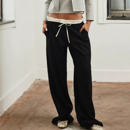 Women's Drawstring Wide-leg Sweatpants Loose Draggle-tail Trousers