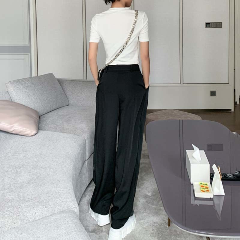 Black straight mop suit pants