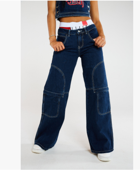 Fast Big Pocket Jeans à jambes larges Salopette Cargo Jeans à jambes larges