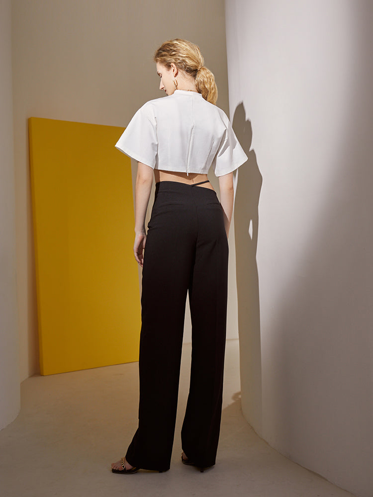 Women's High Waist Irregular Wide Leg Pants