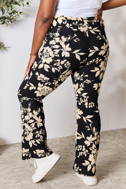 Heimish Pantalon évasé floral taille haute pleine taille