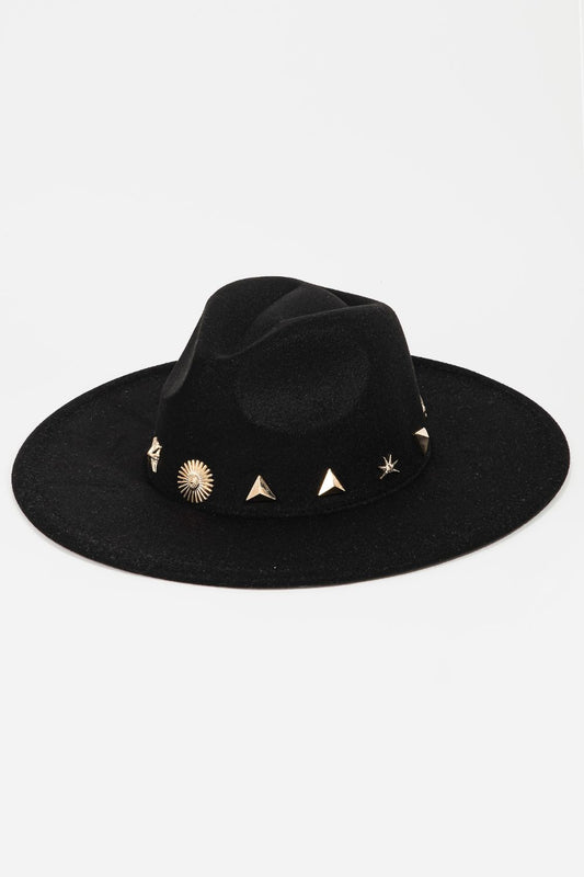 Chapeau Fedora Clouté Soleil Lune Étoile Fame