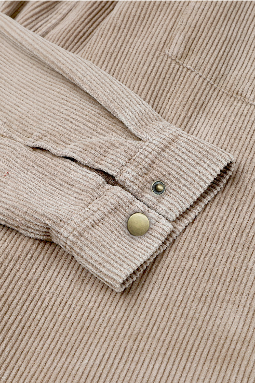 Green Color Block Button Down Hooded Corduroy Jacket