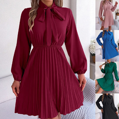 Women's Lace Up Waist-controlled Long Sleeves Dress