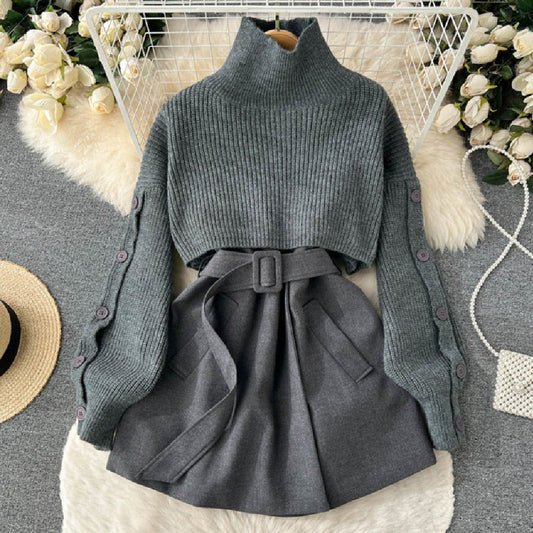 Women's Fashion Short Temperamental Sweater Vest Suit Skirt Two-piece Set