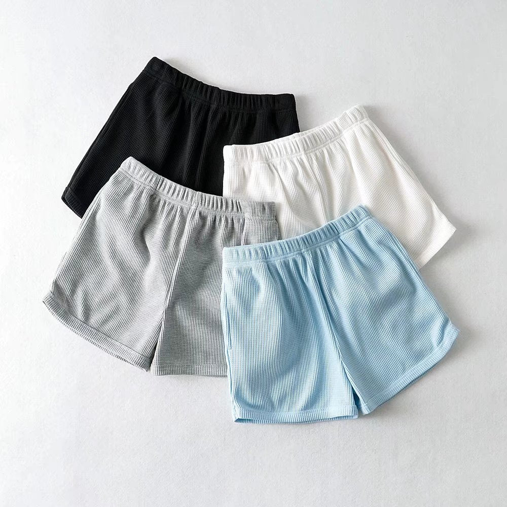 Summer Korean Casual High Waist Breathable Sports Pants Women Pants Waffle Biscuit Wide Leg Home Shorts