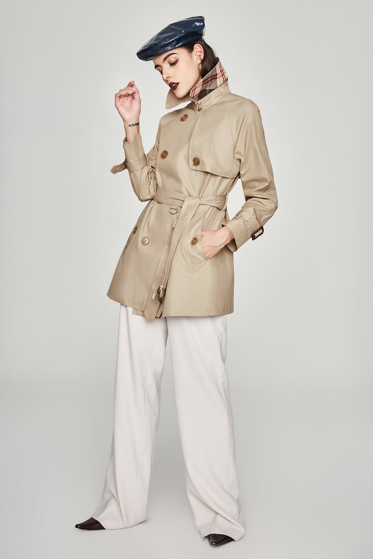 Trench Coat Women Mid-Length Korean Spring Autumn Chic Loose Little Trench Coat Women Chameleon