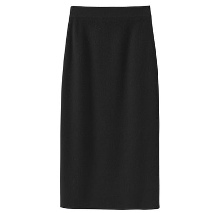 Women's Wool Four-flat Thickened Skirt Autumn And Winter Cashmere Knitted Dress Slimming Skirt Straight