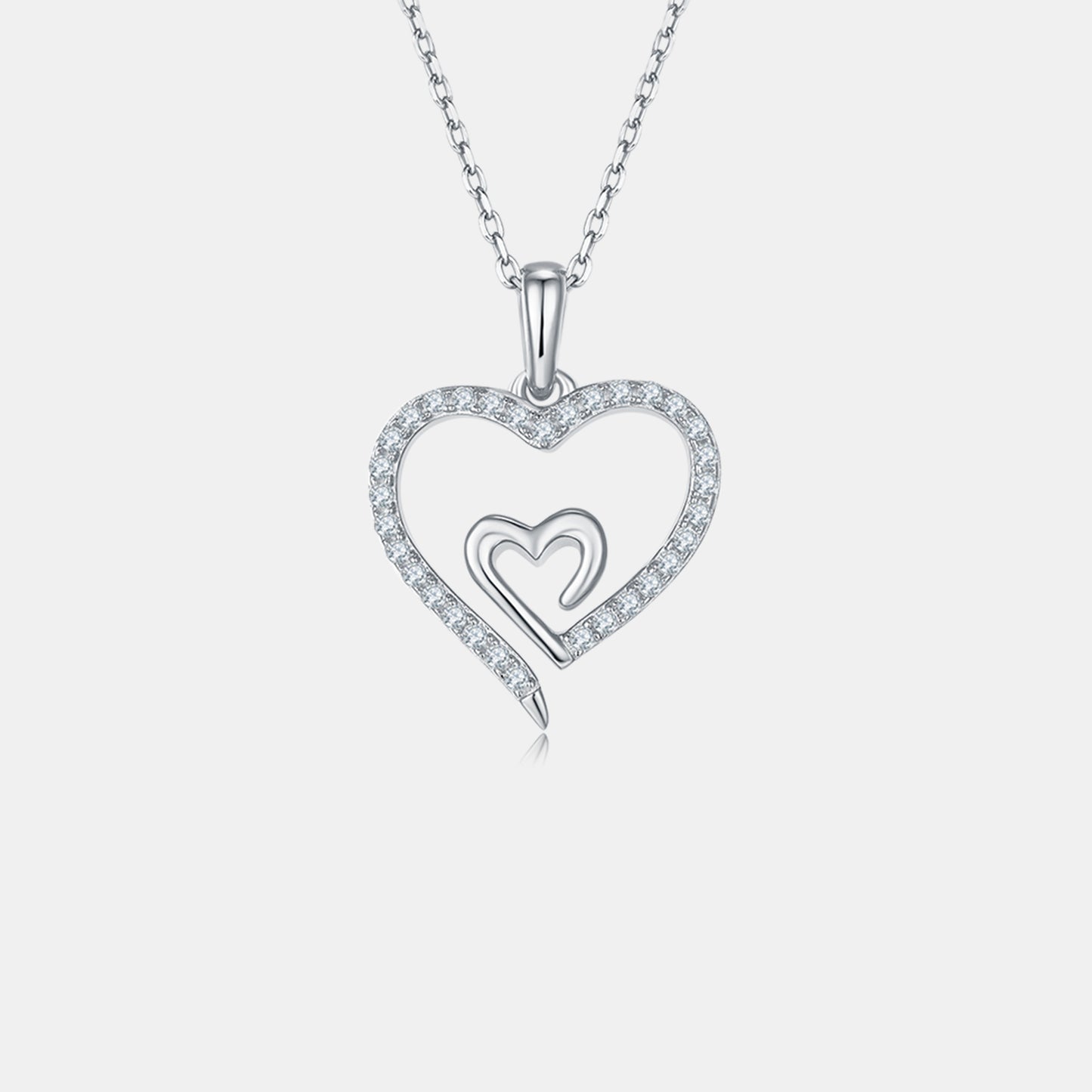 Collar con colgante de corazón de plata de ley 925 de Moissanita