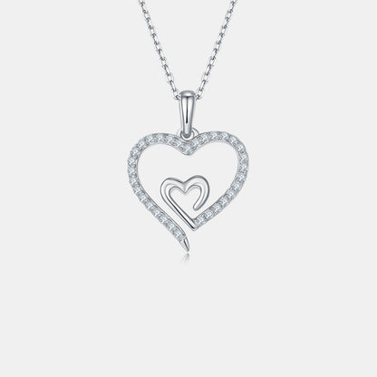 Collar con colgante de corazón de plata de ley 925 de Moissanita