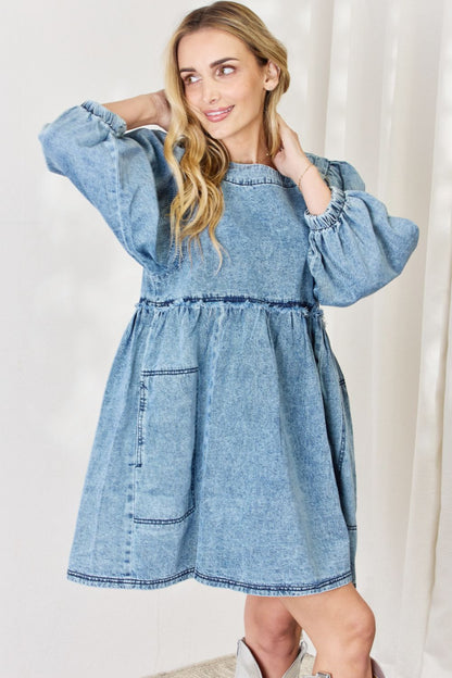 HEYSON Robe babydoll surdimensionnée en denim pleine taille