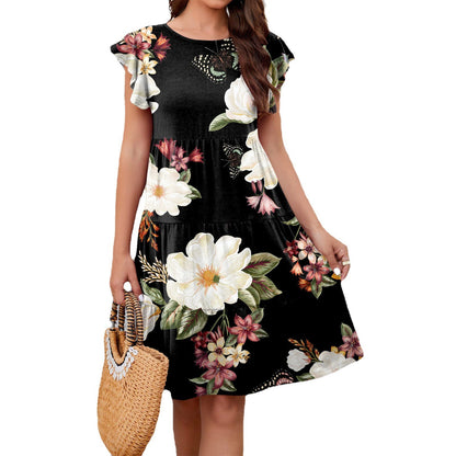 Women's Printed Bohemian Flying Sleeves Dress