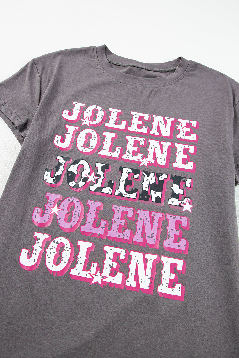 T-shirt tunique à col rond graphique JOLENE gris foncé