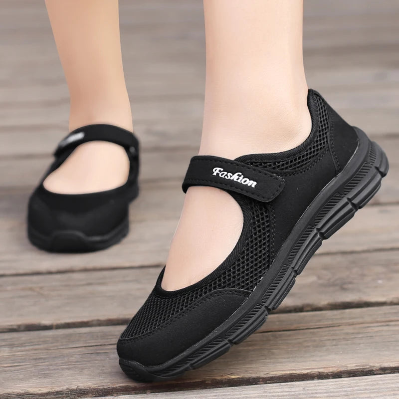 Zapatos informales de verano para mujer, zapatillas suaves y portátiles, zapatos para caminar, suelas planas para mujer, zapatos blancos transpirables sin cordones