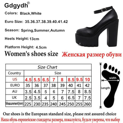 Gdgydh primavera otoño casual zapatos de tacón alto sexy ruslana korshunova tacones gruesos plataforma bombas Mary Janes negro blanco tamaño 42