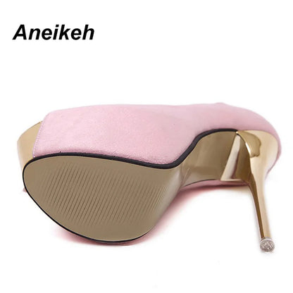 Aneikeh 2024 Brand Shoes Woman 16CM High Heels Women Pumps Stiletto Thin Heel Women's Shoes Open Toe High Heels Shoes 258-21#