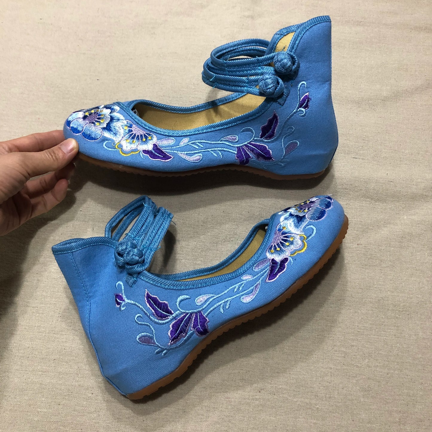 Veowalk, zapatos Vintage de algodón con bordado de flores para mujer, zapatos informales de estilo chino, cómodos Ballets de baile de lona suave, bailarina