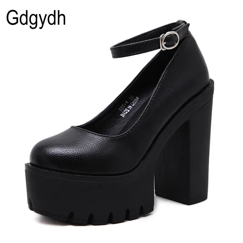 Gdgydh primavera otoño casual zapatos de tacón alto sexy ruslana korshunova tacones gruesos plataforma bombas Mary Janes negro blanco tamaño 42