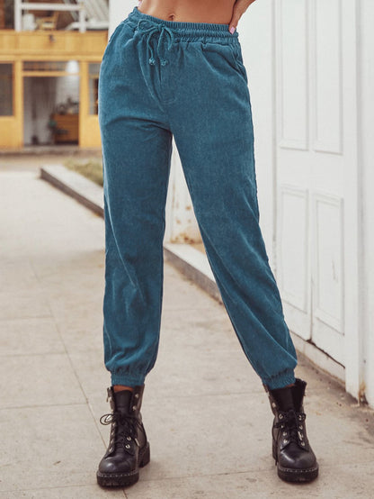 Women Clothing Casual Corduroy Trousers Autumn Winter