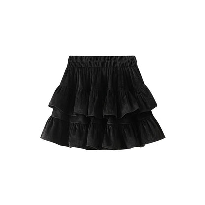 Tiered Short Skirt Women Autumn A line Pettiskirt Small Skirt White