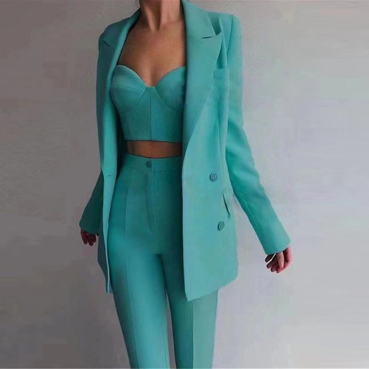 Haute qualité décontracté bureau affaires femmes plus soutien-gorge pantalon Blazer costume ensemble