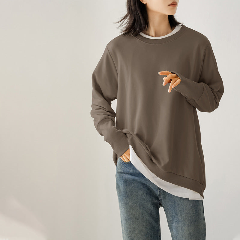 Autumn Winter Loose round Neck Cotton Sweater Women Terry Large Top