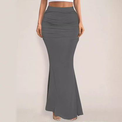 Jupe d'été Sexy Slim hanche plissée ourlet large Maxi