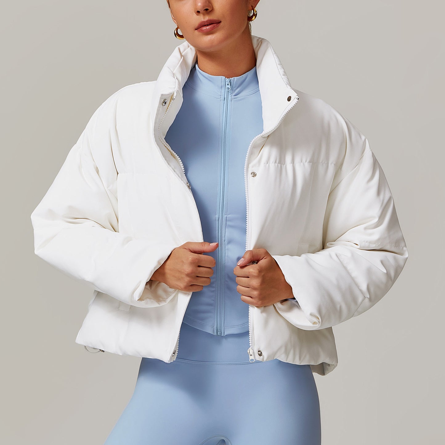 Chaqueta de invierno cálida para mujer, de plumón de pato blanco, moderna, cómoda, combinable, de manga larga