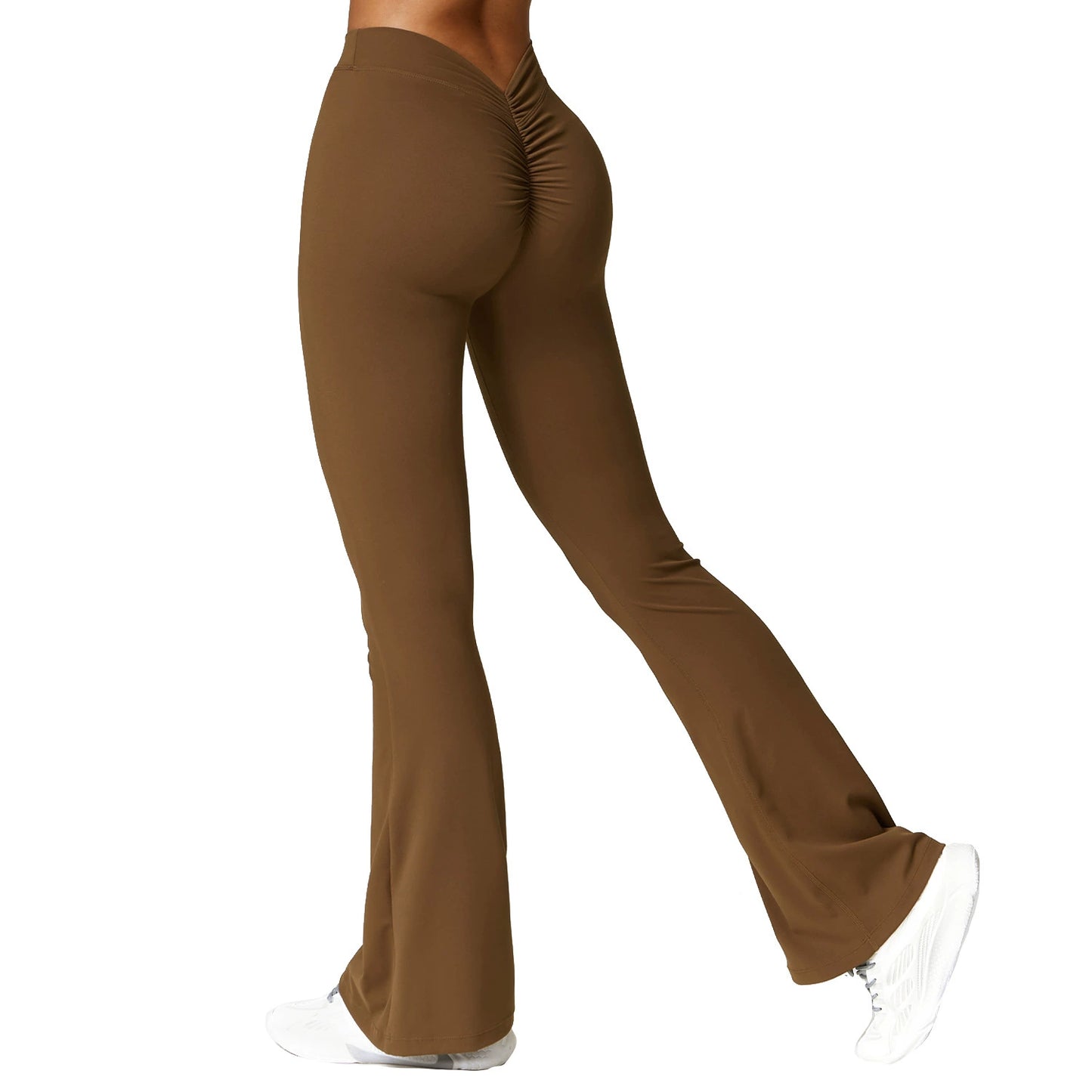 2023 Melocotón Levantamiento de glúteos Yoga Trompeta pantalones Fitness Deportes Pierna ancha Bootcut Pantalones Cintura alta Pantalones de yoga de secado rápido Pantalones de mujer