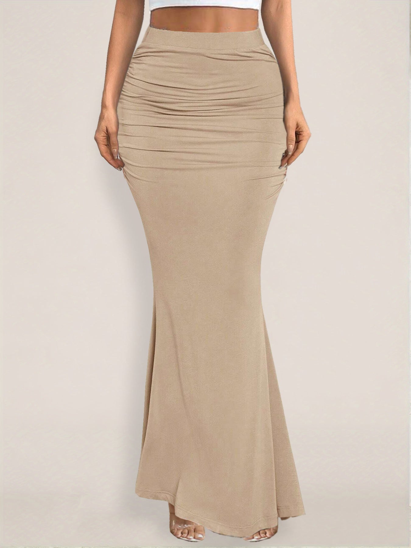 Jupe d'été Sexy Slim hanche plissée ourlet large Maxi