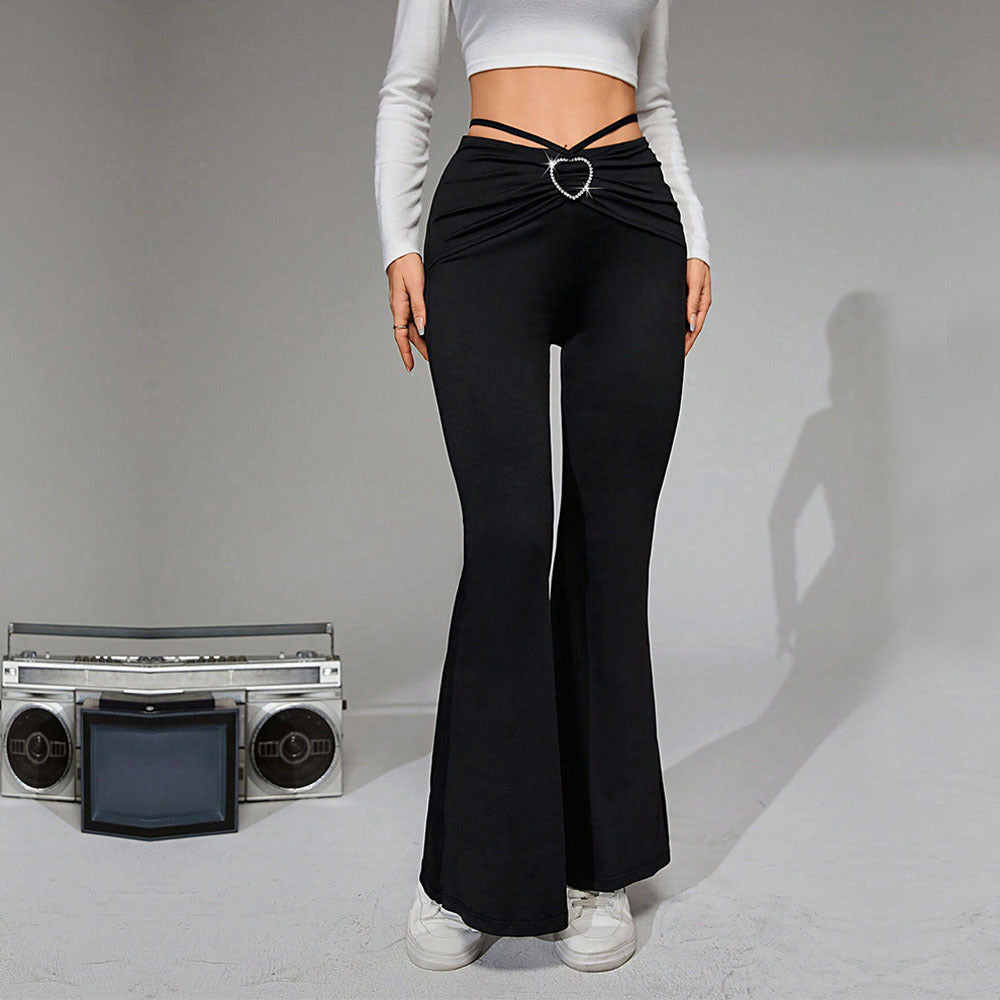 Women Clothing Elegant Casual Pants Autumn Winter High Waist Drooping Slim Slimming Wide Leg Pants